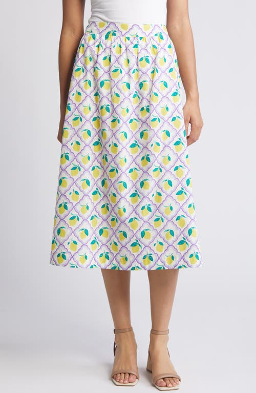 Hattie Cotton Poplin Midi Skirt in Lavender Lemon Grove