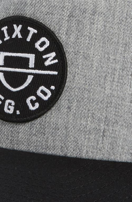 Shop Brixton Crest Snapback Baseball Cap In Heather Grey/black