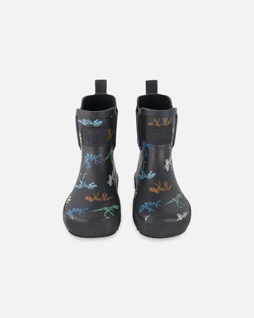 Deux Par Deux Boy's Short Rain Boots Black Printed Dinos Skeletons at Nordstrom, Size 7