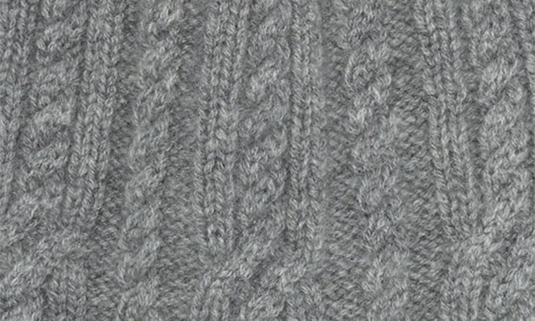 Shop Sofia Cashmere Cashmere Cable Knit Genuine Shearling Pompom Beanie In Grey