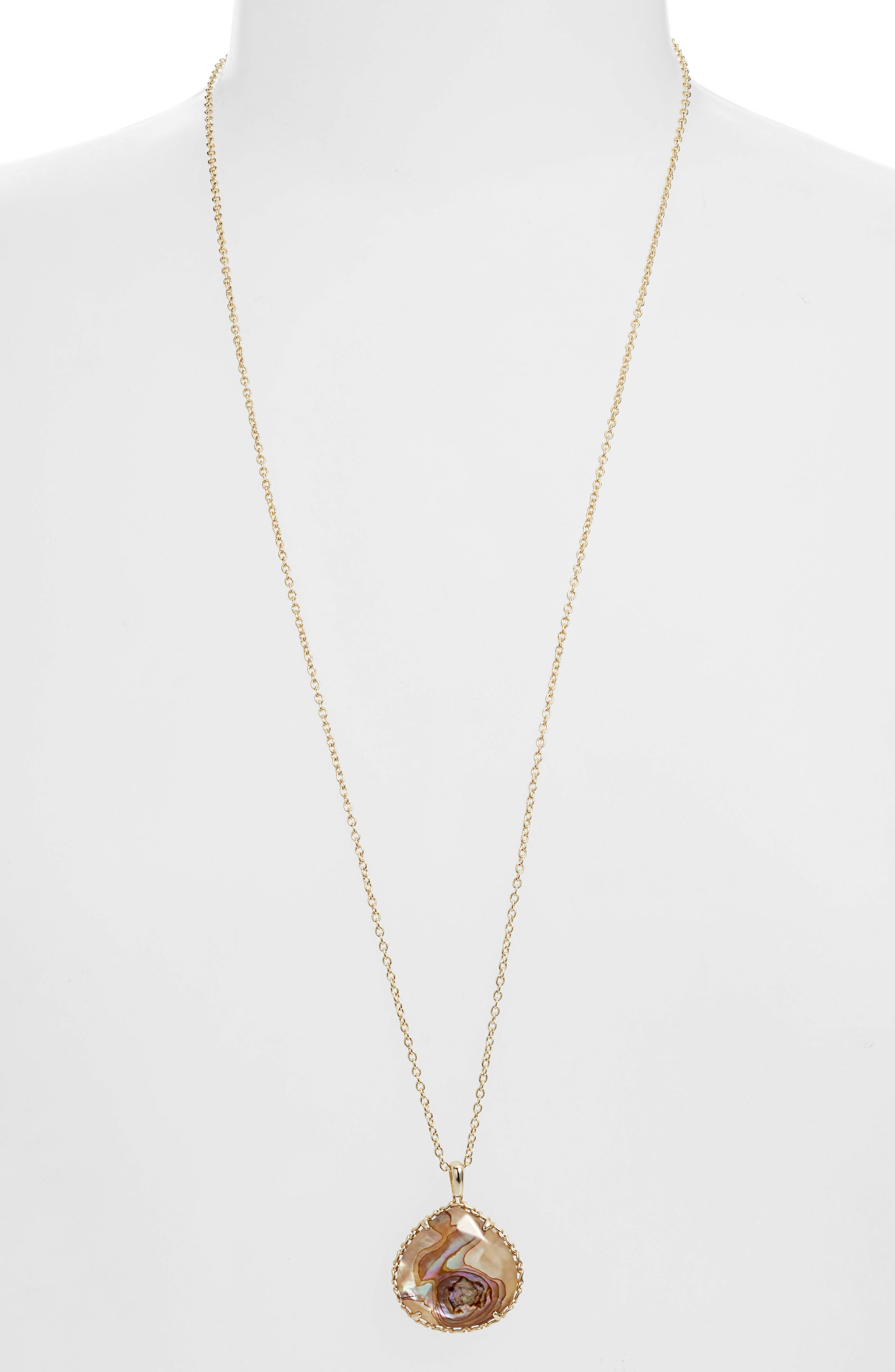 Kendra Scott Kenzie Macramé Pendant Necklace In Gold Nude Abalone