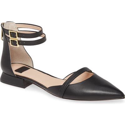 Louise Et Cie Ankle Strap Pointed Toe Flat, Black