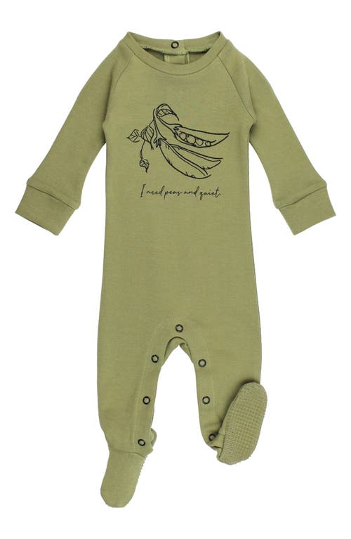 L'Ovedbaby Organic Cotton Graphic Zip Footie Sage Peas at Nordstrom,