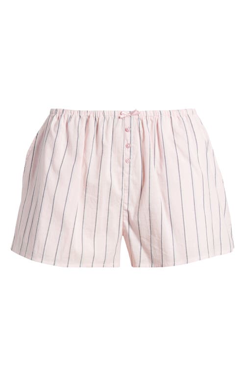 Florence By Mills Stripe Stretch Cotton Sleep Shorts In Ballerina Stripe