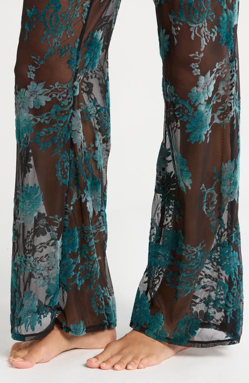 Kilo Brava Embroidered Mesh Flare Pants In Black Emerald