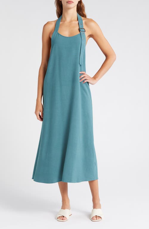 Cover-Up Halter Midi Dress in Teal Hydro