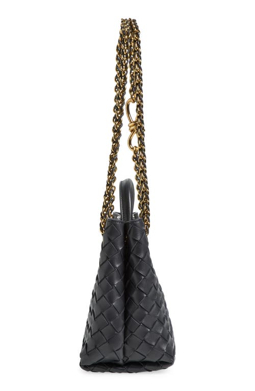 Shop Bottega Veneta Small Andiamo Chain Leather Shoulder Bag In 4212 Shadow N-m Brass