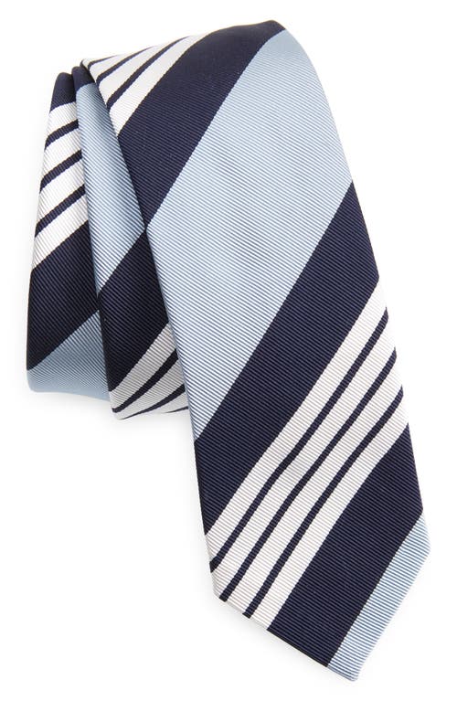 Thom Browne 4-Bar Repp Stripe Silk & Cotton Tie in Medium Blue at Nordstrom