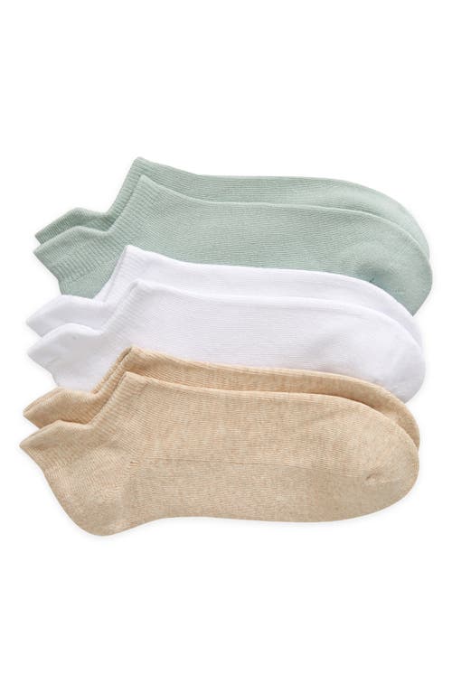 3-Pack Everyday Tab Ankle Socks in Green -Oatmeal Heather