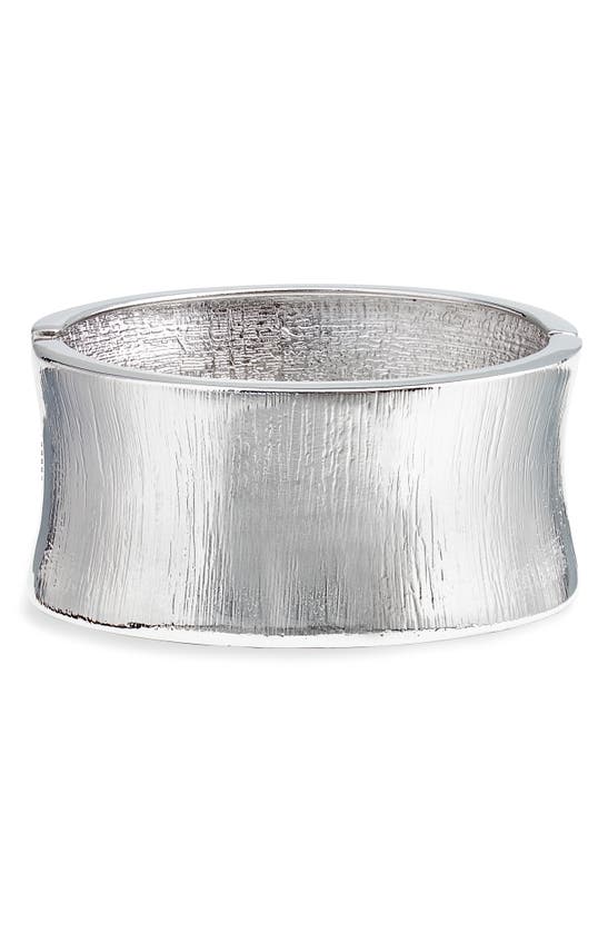 Shop Nordstrom Textured Hinge Bracelet Cuff In Rhodium