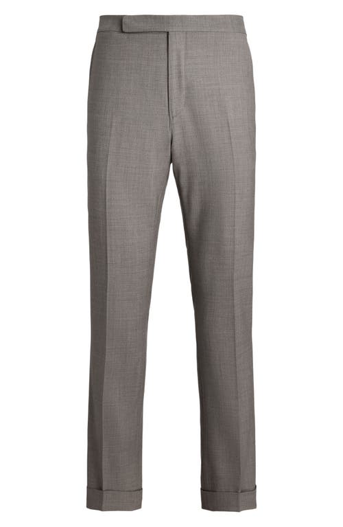 Shop Ralph Lauren Purple Label Flat Front Wool Twill Dress Pants In Light Grey Melange