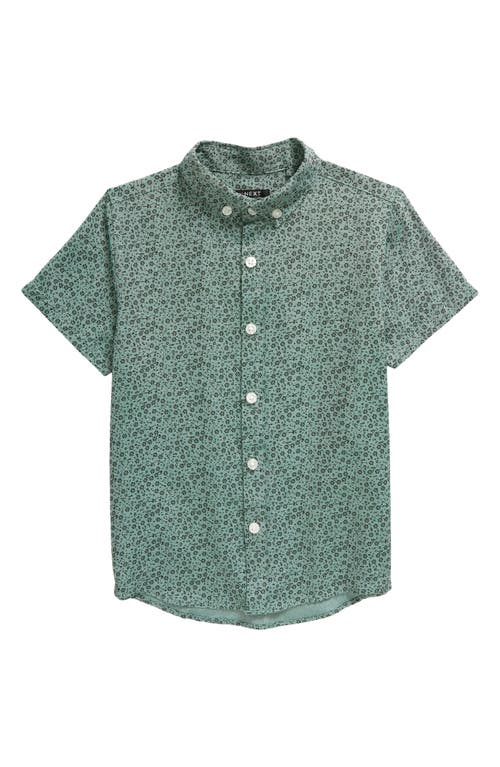 NEXT Kids' Floral Short Sleeve Button-Down Shirt Green at Nordstrom,