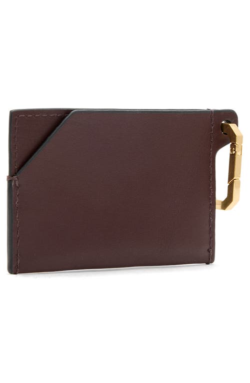 Shop Allsaints Hex Leather Cardholder In Burnt Red