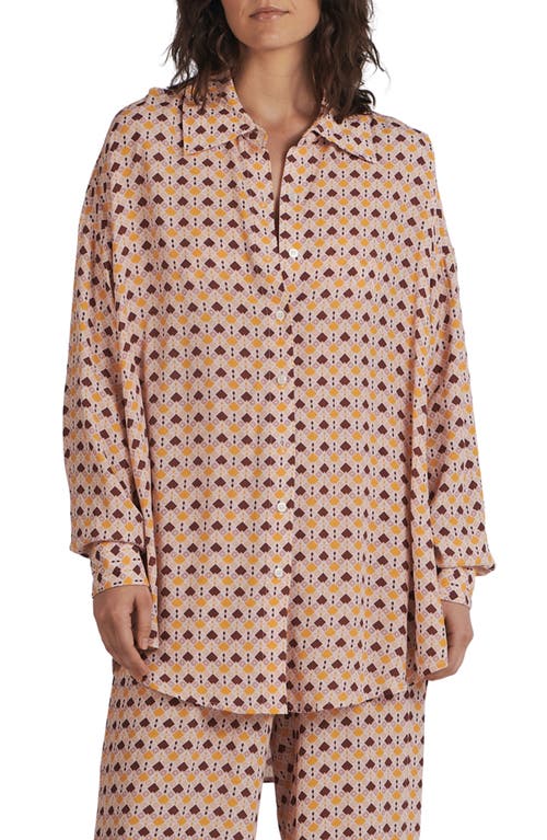 Charlie Holiday Maple Print Button-Up Shirt in Geo