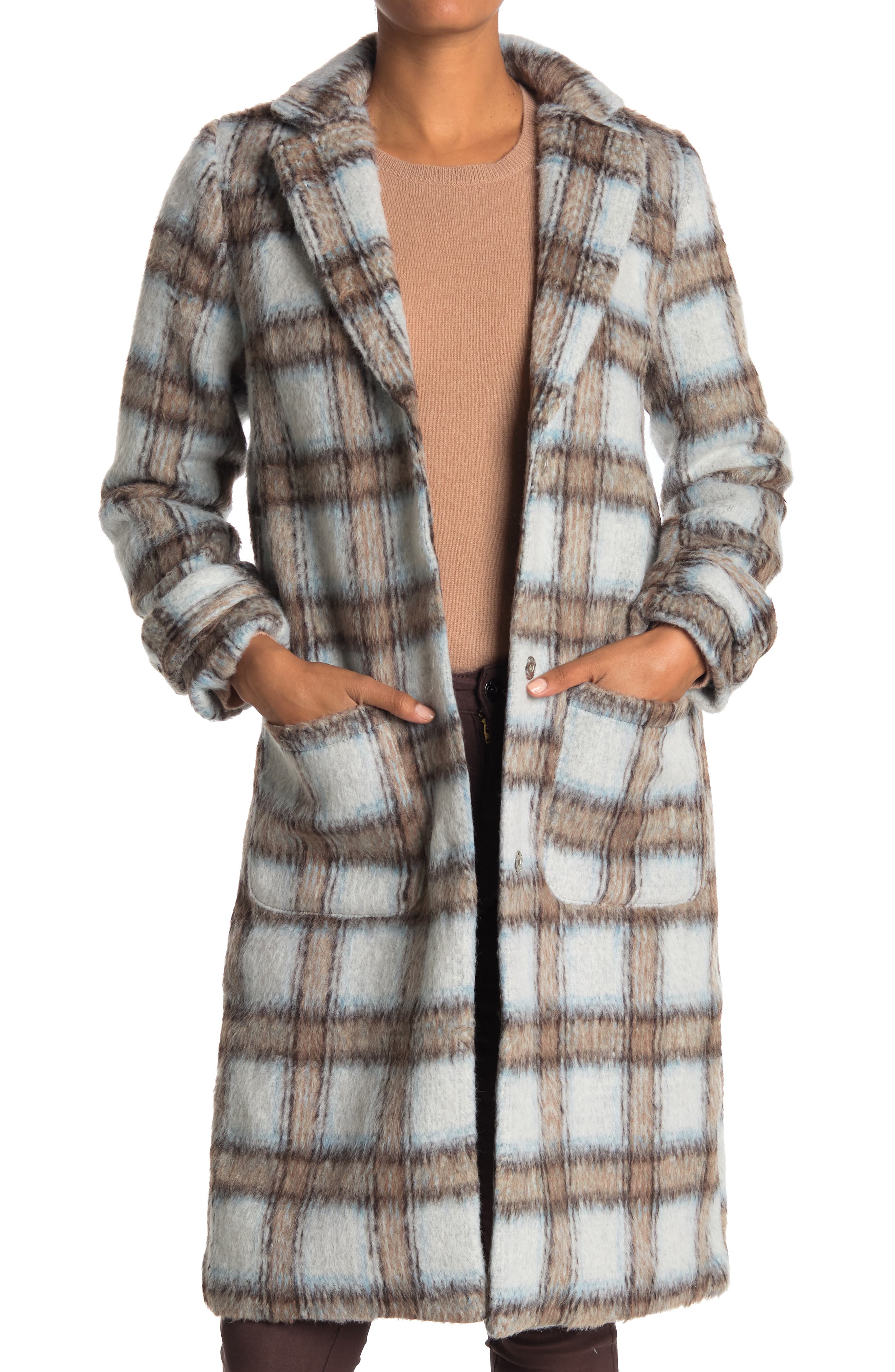 tan plaid coat