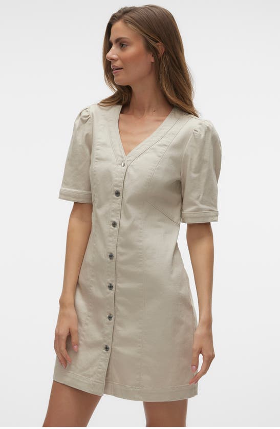 Vero Moda Wild Gena Denim Minidress In Pumice Stone