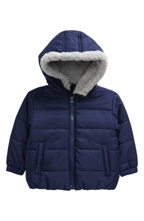 Shop Tucker + Tate Fleece Lined Hooded Puffer Coat In Navy Peacoat