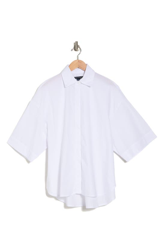 French Connection Rhodes Cotton Poplin Popover Shirt In Linen White