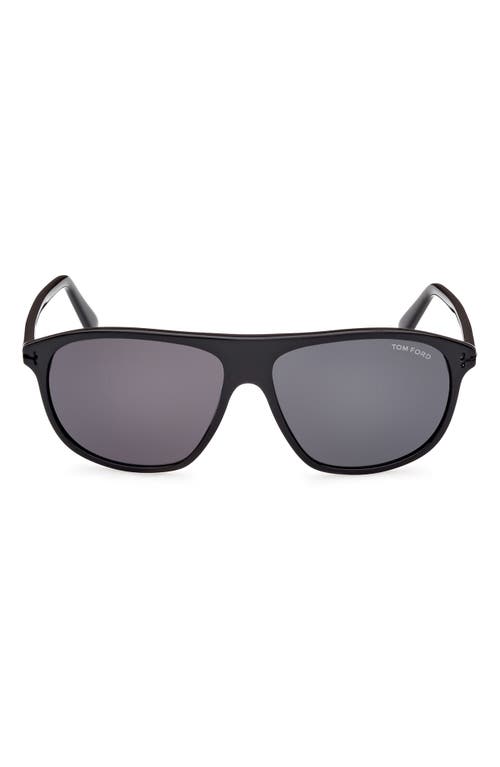 TOM FORD Prescott 60mm Square Sunglasses in Shiny Black /Smoke at Nordstrom