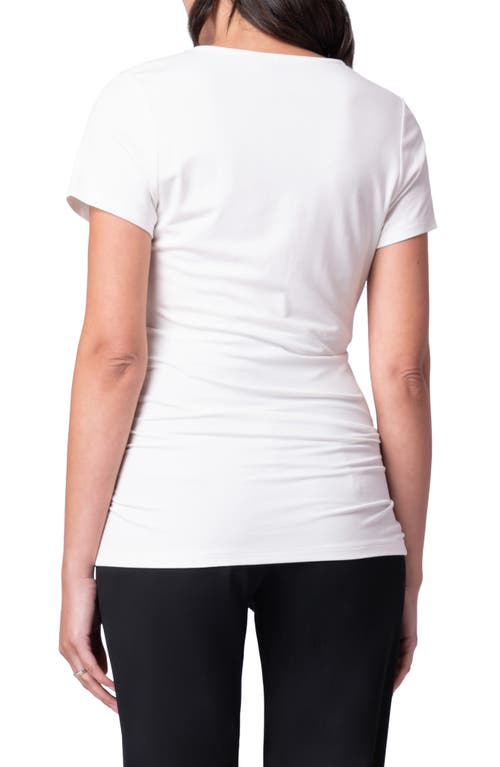 Shop Seraphine Faux Wrap Maternity T-shirt In Open White