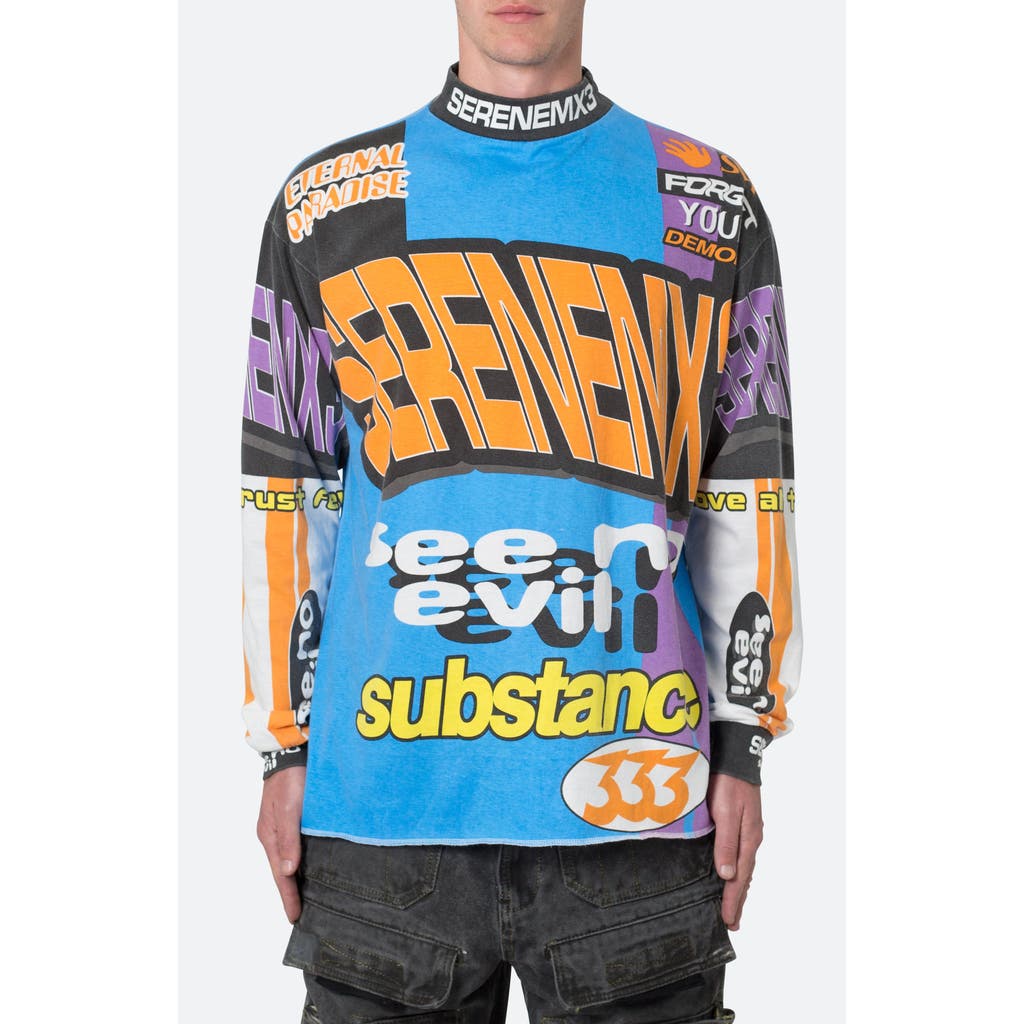 Mnml Motocross Mock Neck Long Sleeve Graphic T-shirt In Multi