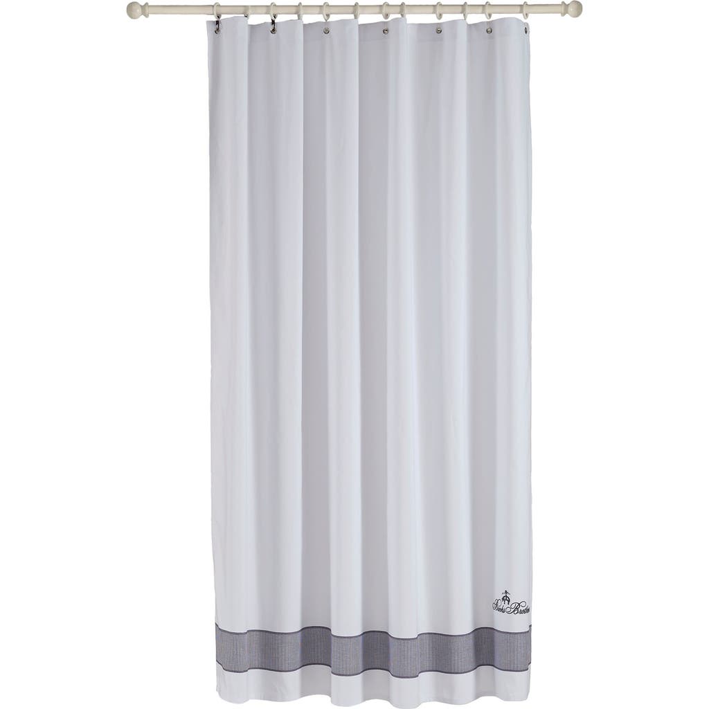 Brooks Brothers Border Shower Curtain In Anthracite