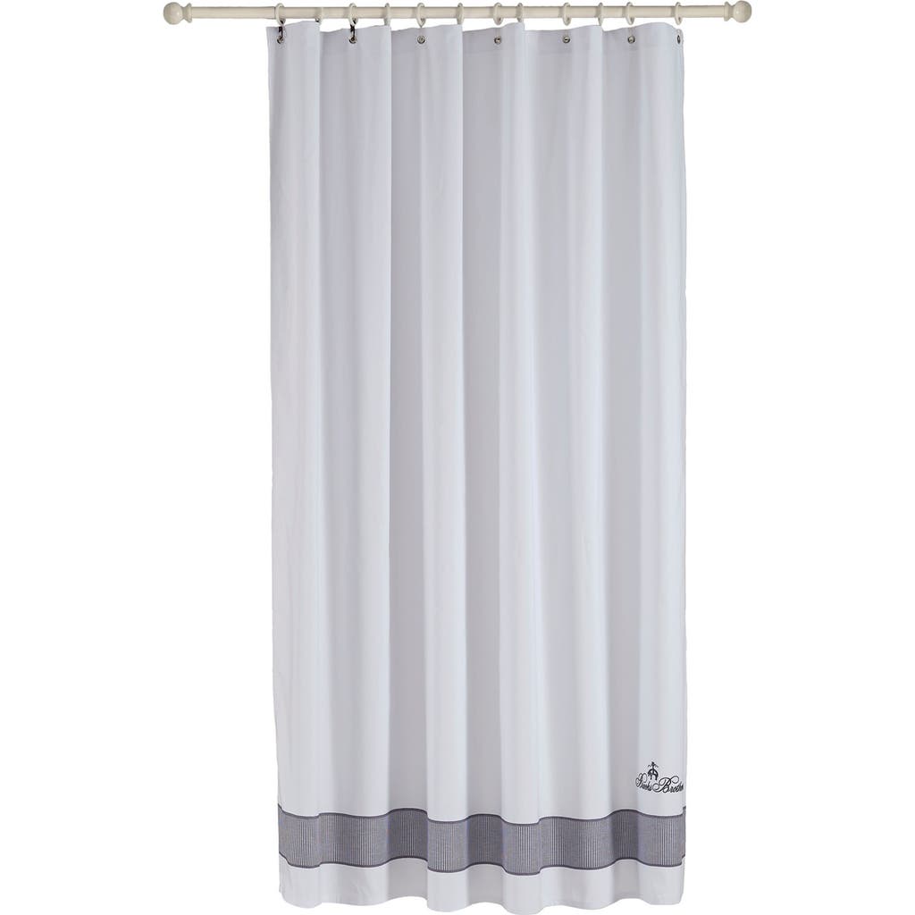 Brooks Brothers Border Shower Curtain In White