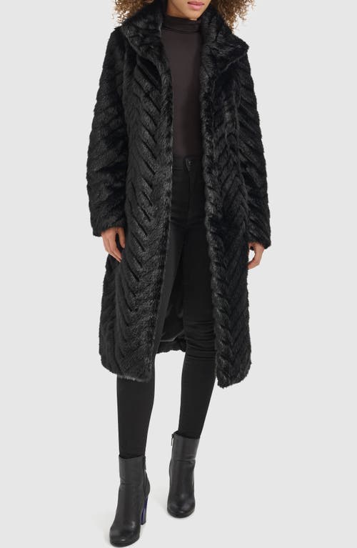 KENNETH COLE NEW YORK KENNETH COLE NEW YORK GROOVED FAUX FUR LONGLINE JACKET 