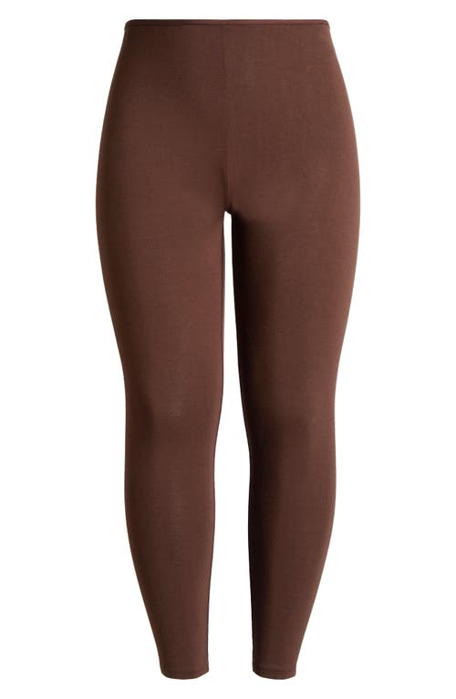 24seven Comfort Apparel Comfortable Ankle Leggings In Brown