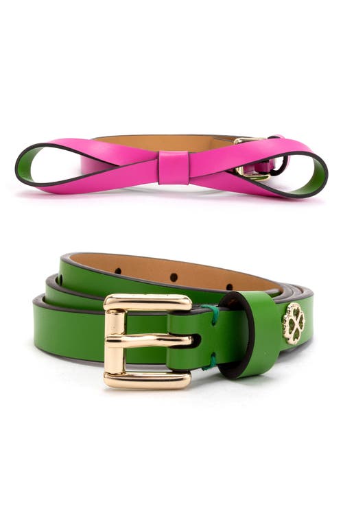Kate Spade New York 2-pack Basic And Bow Belts In Ks Green/rhodedendron