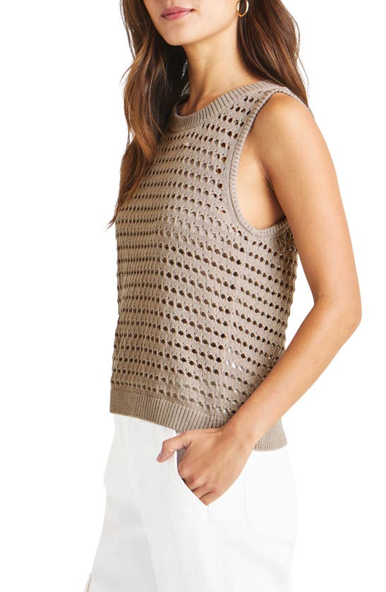 Splendid Asher Open Knit Sleeveless Top In Rattan