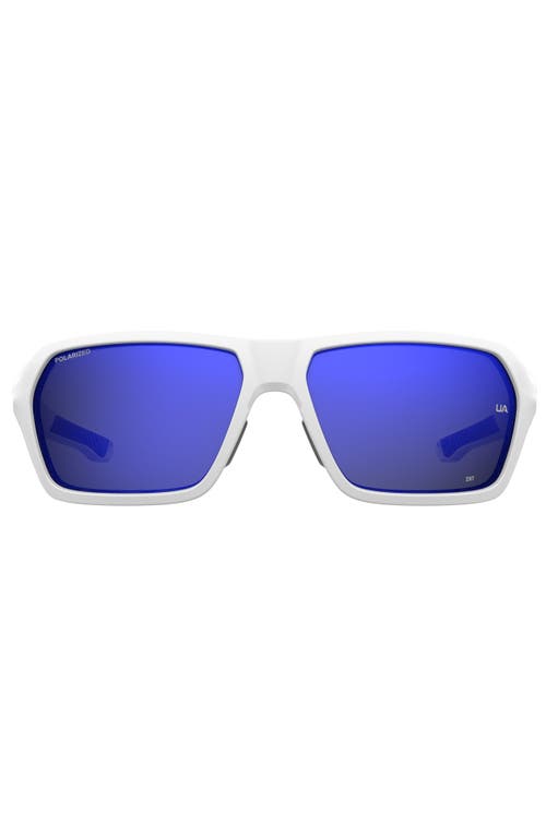 Under Armour Recon 64mm Sport Sunglasses in Matte White /Gray Blue Spsso at Nordstrom