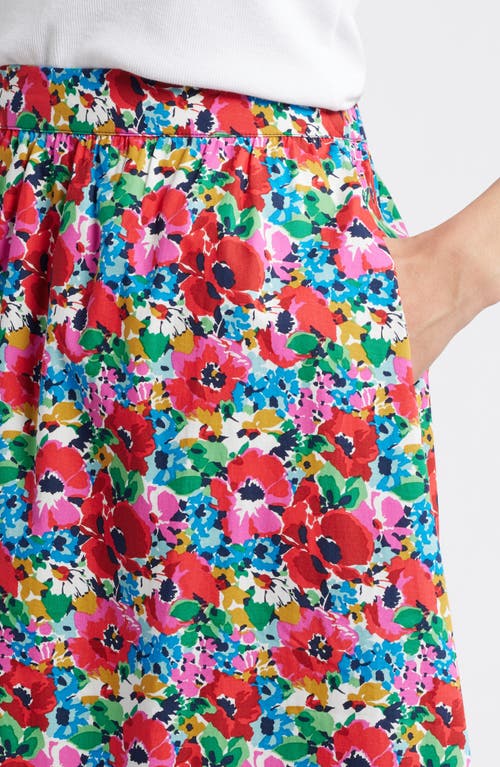 Shop Boden Hattie Floral Poplin Midi Skirt In Wild Poppy