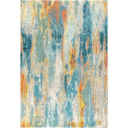 Jonathan Y Contemporary Pop Modern Abstract Vintage Waterfall Area Rug In Blue/cream/yellow