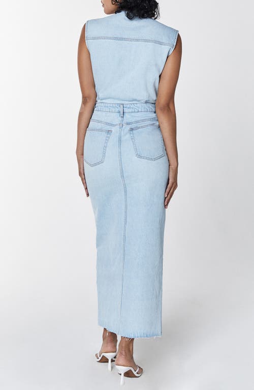 Unpublished Wyatt Twin Flame Denim Maxi Dress In Light Blue