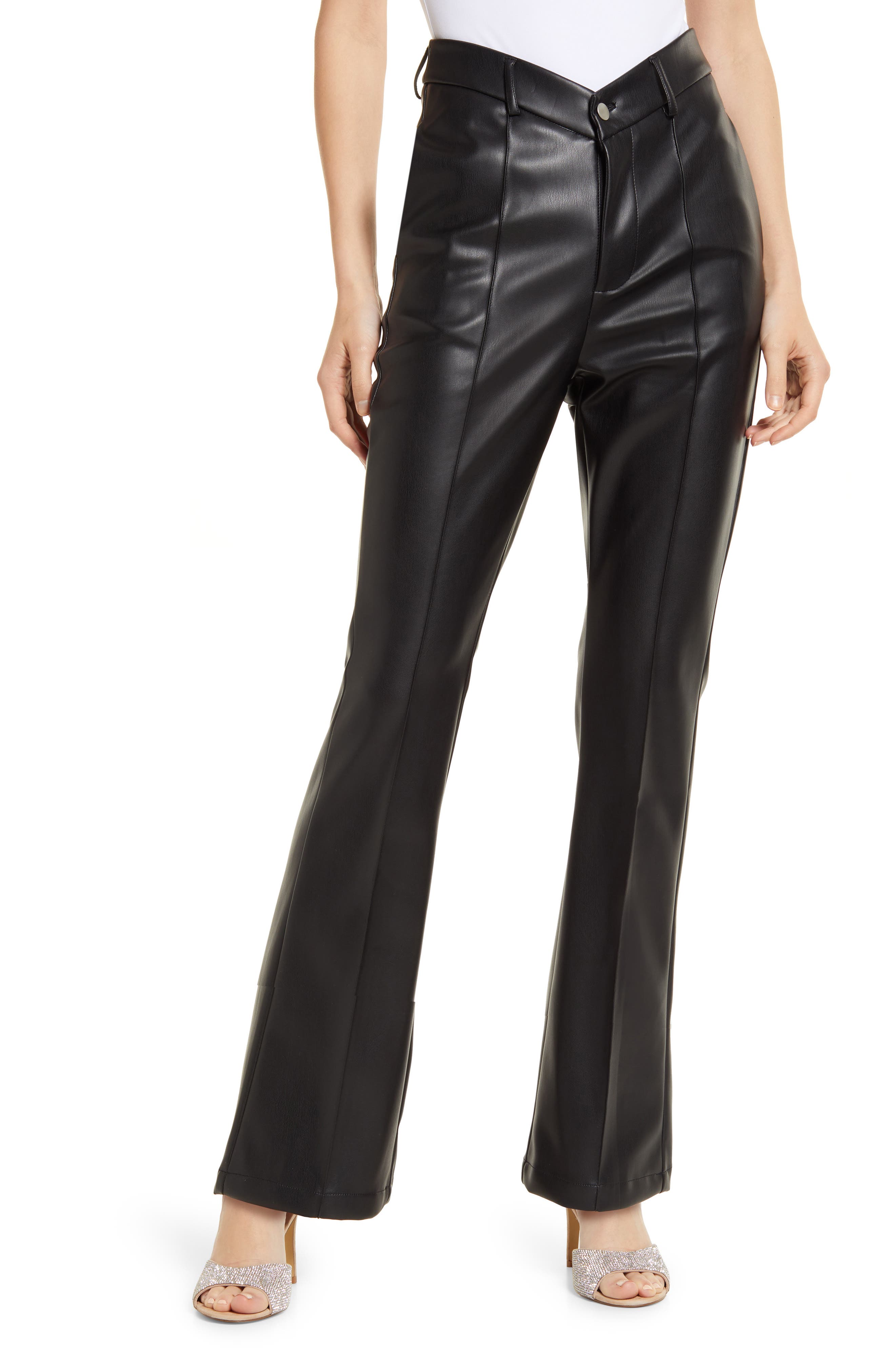 Amy Lynn Faux Leather Kick Flare Pants 