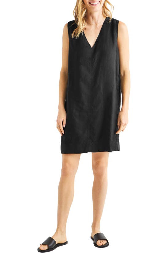 Shop Splendid Dawson Linen Blend Minidress In Black