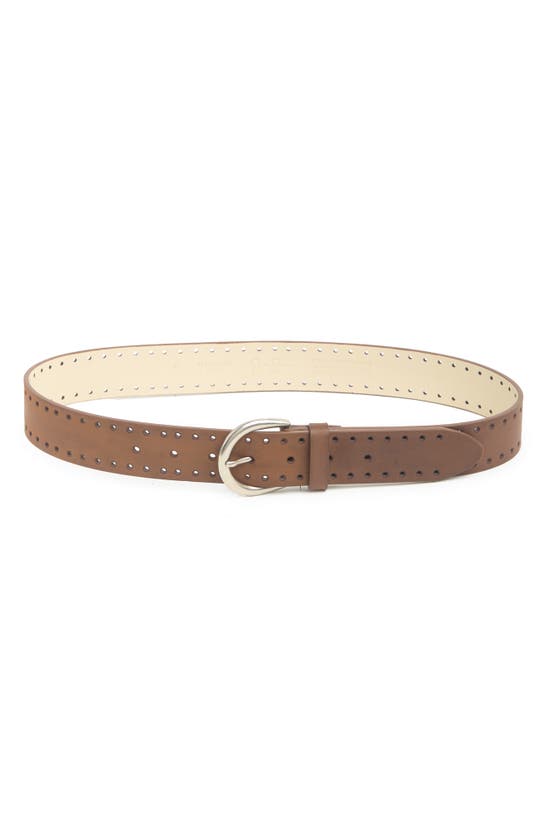 Jessica Simpson Perforated On Edge Faux Leather Belt In Brown