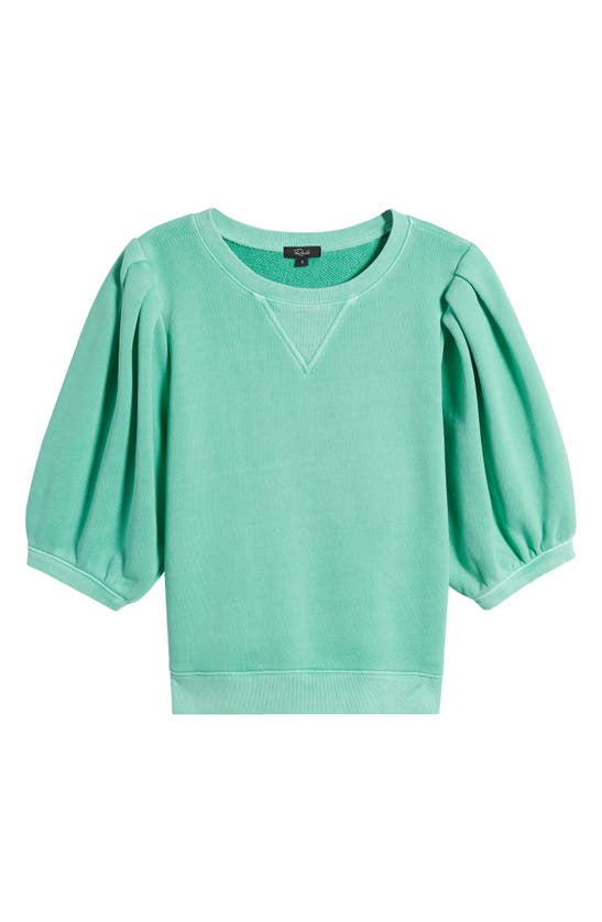 Shop Rails Camy Pleated Puff Sleeve Cotton Sweatshirt In Jade