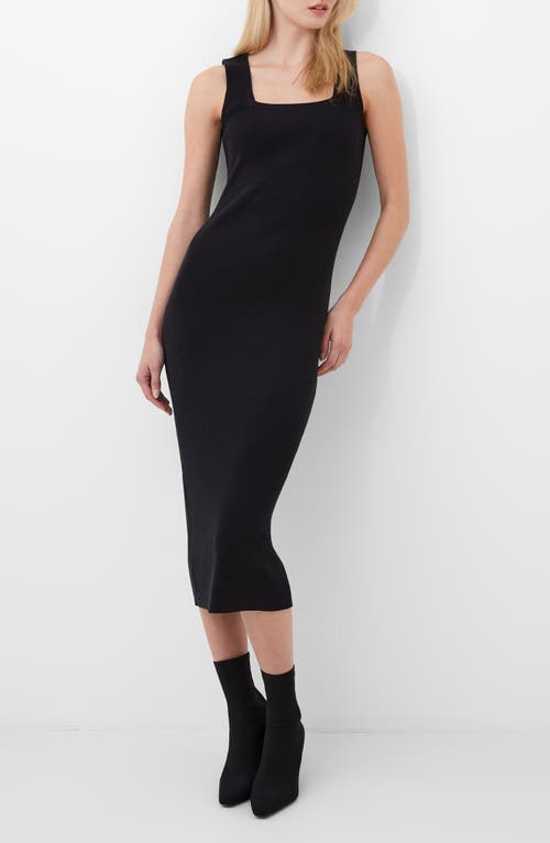 Shop French Connection Mozza Sleeveless Rib Midi Sweater Dress In Black