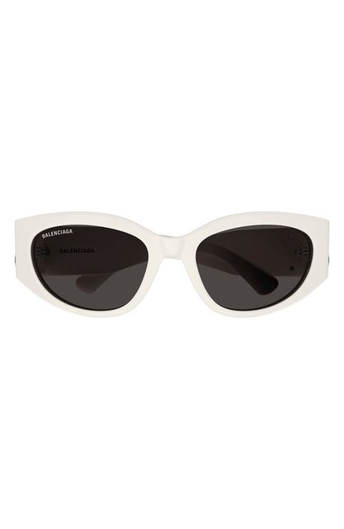 Balenciaga 55mm Round Sunglasses in White at Nordstrom