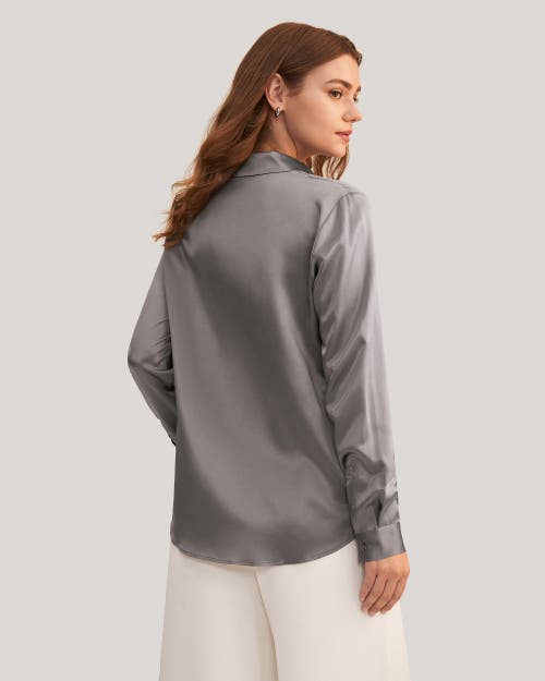 Shop Lilysilk Basic Concealed Placket Silk Shirt In Dark Gray