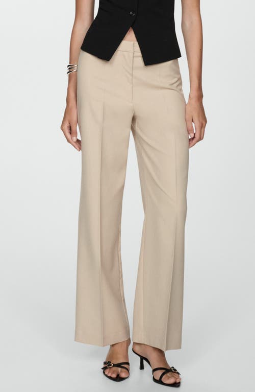 Shop Mango Pleat Front Straight Leg Pants In Sand