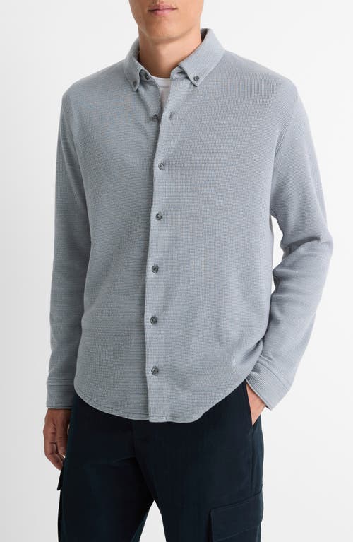 VINCE VINCE BIRD'S EYE PIMA COTTON KNIT BUTTON-DOWN SHIRT 