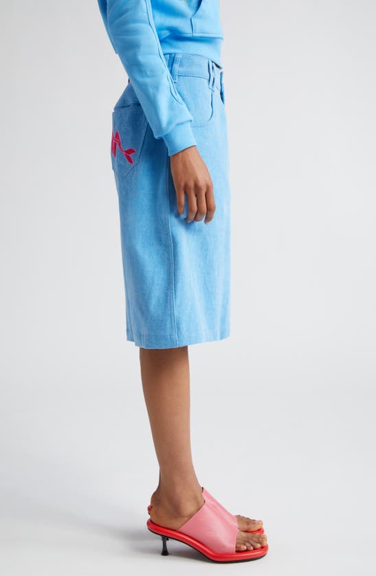 Marshall Columbia X Disney 'the Little Mermaid' High Waist Embroidered Denim Shorts In Blue