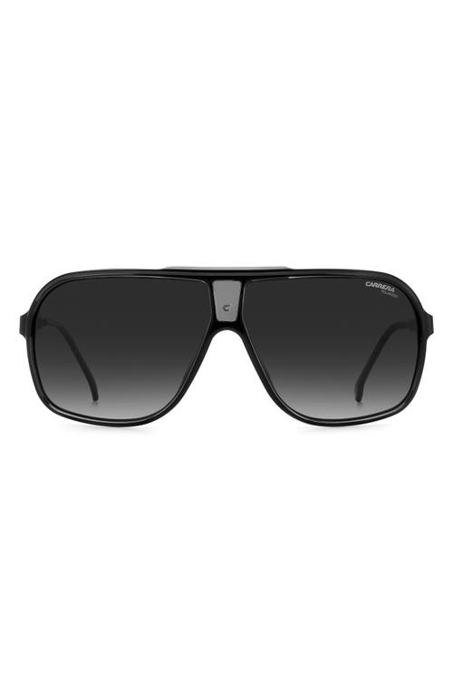 Carrera Eyewear Grand Prix 64mm Polarized Navigator Sunglasses in Black Grey /Gray Polar