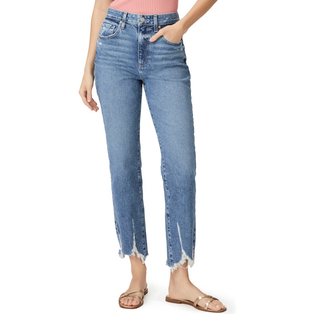 Paige Noella High Waist Distressed Straight Leg Jeans In Blue