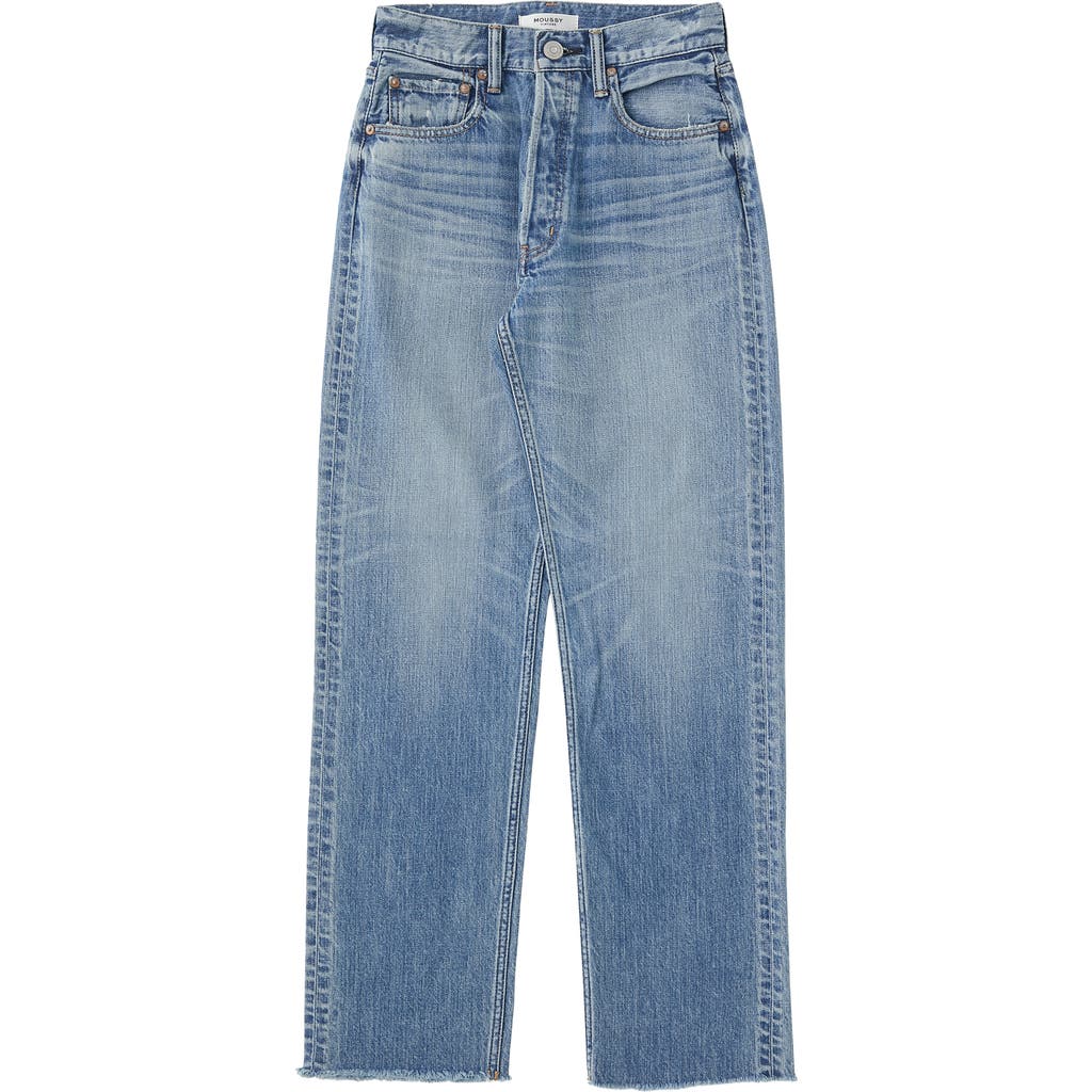 Moussy Olivia High Waist Wide Leg Jeans In Blue
