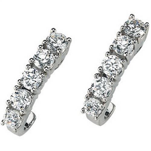 Bliss Diamond 1ct T.w. Diamond Hoops Earrings In 14k White Gold