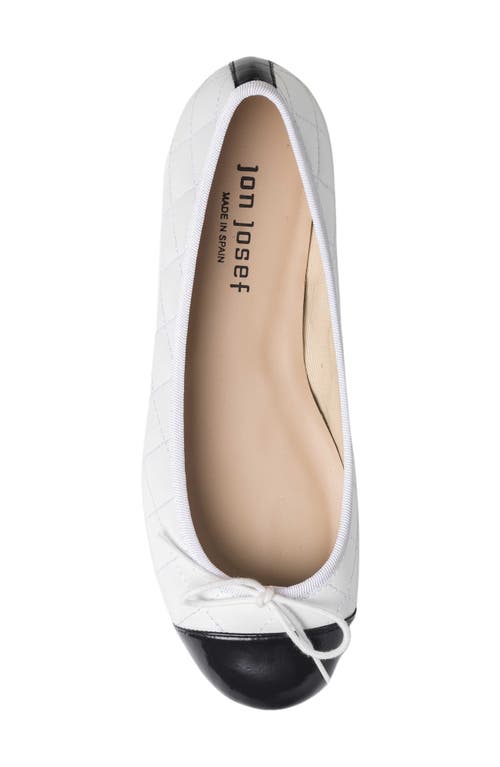 Jon Josef Belle Quilted Ballerina Flat In White/black Combo
